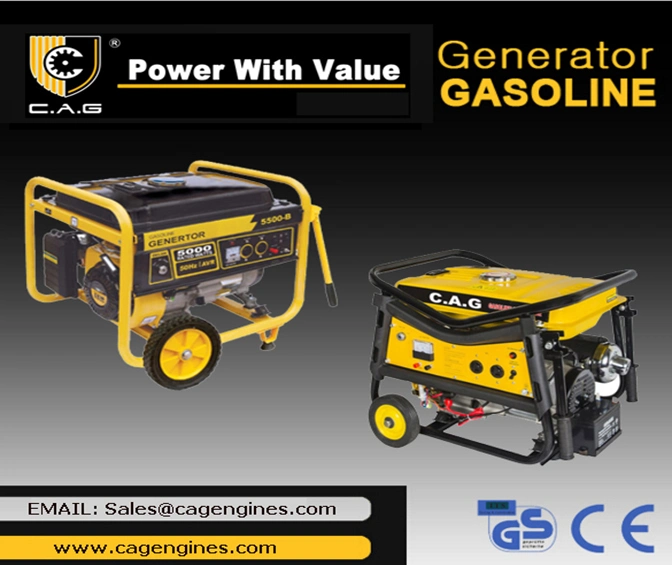 Hot Sale 100% Copper Wire 5.5kw 5kwportable Power Industrial Gasoline Generator